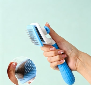 Brosse pour animaux de compagnie avec mécanisme de pression à une touche pour éliminer les poils lâches, adaptée aux chiens et aux chats, brosse spécialisée pour chats, accessoire pour animaux de compagnie - Product Image 5