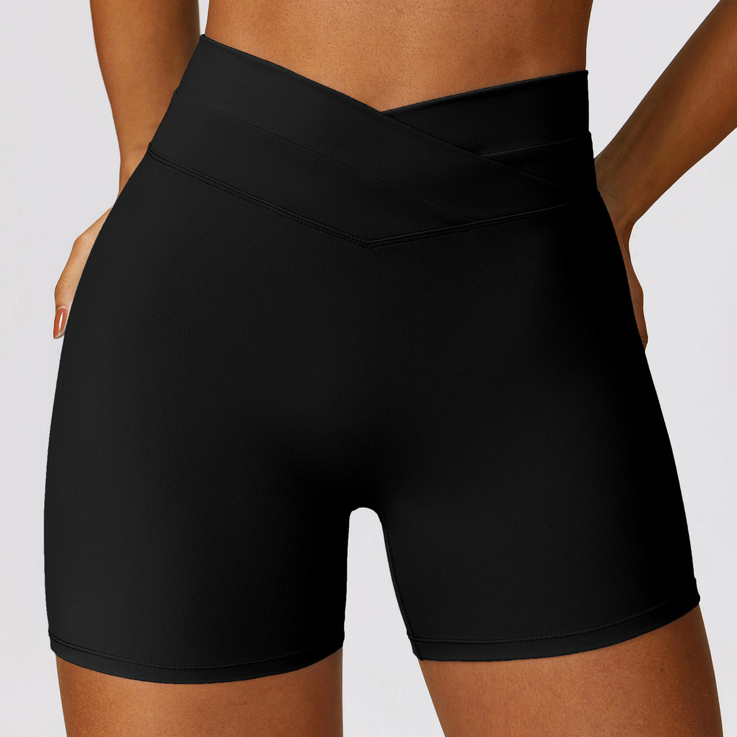 Topko Women's Tight Butt Lifting Yoga Shorts Brushed Cross High