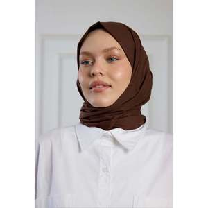 Écharpe en coton pur marron - Product Image 4