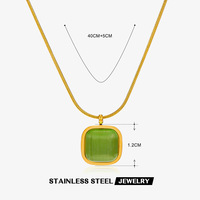 XIFEI moda personalizada Vintage geométrico acero inoxidable 18K chapado en oro conjunto piedras preciosas colgante collar