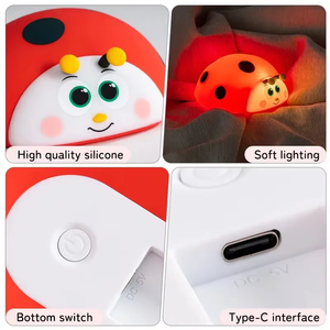 Lámpara <span class=keywords><strong>de</strong></span> Noche LED Moderna con Forma <span class=keywords><strong>de</strong></span> Mariquita, <span class=keywords><strong>de</strong></span> Silicona Suave, Funciona con Batería, Luz Blanca Cálida, Control Táctil, Lámpara <span class=keywords><strong>de</strong></span> Mesa para Decoración <span class=keywords><strong>de</strong></span> Interiores del Hogar - Product Image 3