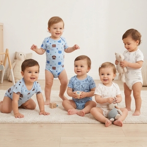Body stampato per neonati, tutina multi-motivo a maniche corte per l'estate - Product Image 3