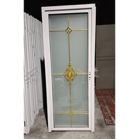 Porte de salle de bain mate à rayures verticales classiques personnalisables, en verre à motif floral, pour usage domestique – Offre Spéciale