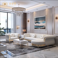 Meilleure vente produit italien de luxe Royal Beige rembourré velours Chesterfield canapé ensemble meubles de salon pour projet d'hôtel