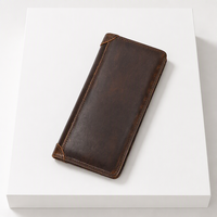 Dompet Pria Panjang Kulit Asli Sapi Penjepit Uang Mewah Desainer Tempat Kartu Dompet Genggam Pria Kustom