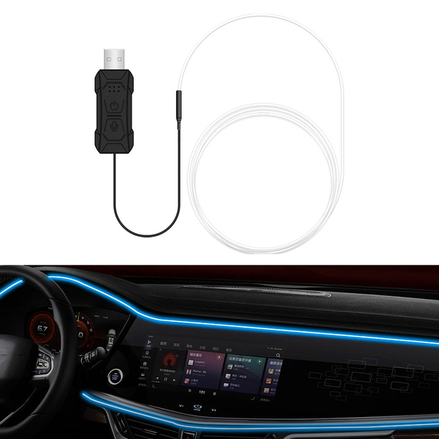 Auto Interior LED RGB Atmosphere Lighting Strip Invisible USB Fiber Optic Lamp Trim Decor New Condition Ambient Lights at Price