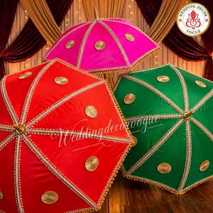 Wedding Umbrella Decorative <b>Canopy</b> with Vibrant <b>Fabric</b> Embroidery Beads Tassels and Traditional Design for Bridal Entry Mandap - Product Image 4