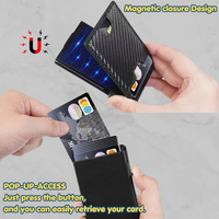 Portefeuille en cuir pour hommes RFID Pop up accès rapide porte-cartes en métal aluminium portefeuille RFID porte-cartes en cuir de crédit d'affaires
