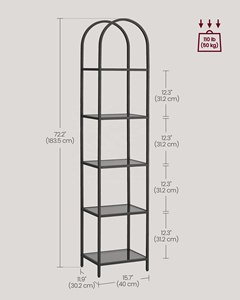 <span class=keywords><strong>VASAGLE</strong></span> <span class=keywords><strong>Étagère</strong></span> multifonctionnelle à livres avec cadre en acier doré pour la maison, la boutique et les plantes. - Product Image 5