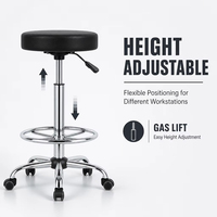 Tabouret rond réglable en PU, tabouret de travail industriel 360° °   Siège pivotant réglable en hauteur avec repose-pieds et roulettes SY-535