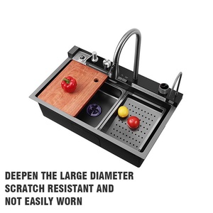 <span class=keywords><strong>Évier</strong></span> de <span class=keywords><strong>cuisine</strong></span> moderne de luxe intelligent en acier inoxydable 304 à cuve unique avec robinet cascade à affichage numérique multifonction - Product Image 4