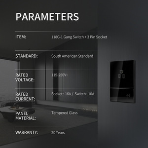 Tomada de Parede Simples de <span class=keywords><strong>3</strong></span> Pinos Padrão Americano (Série Sul-Americana) de Alta Qualidade com Luz, 15A 250V, para Uso Doméstico e Hospitalar - Product Image 3