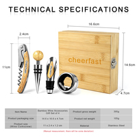 Meilleure Vente : Ensemble de 4 Outils de Bar en Bambou, Accessoires pour le Vin, avec Verseur à Vin et Coffret Cadeau en Bois de Bambou