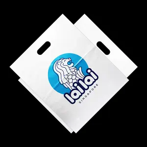 Custom Printed Tote Handle Plastic Bags with Logo Eco-friendly Baking LDPE Plastic Packaging Shopping Bags