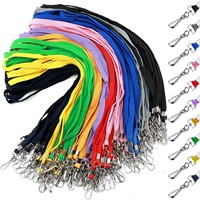 Flat Polyester Lanyard with Swivel Hook Metal Badge Clip Neck Strap for ID Cards Keys Whistle Promotional Gift Event Gear
