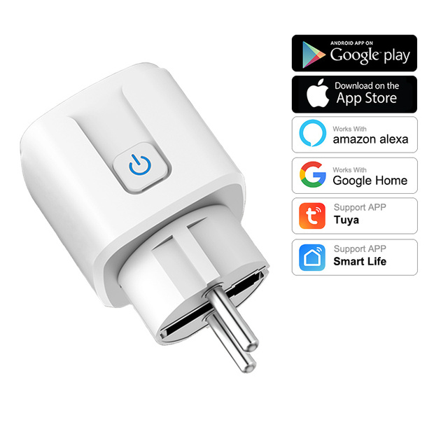 Compatible With Alexa Google Home Voice Custom Logo Branded Tuya EU Wifi Smart Socket Plug 16A Smart Socket Wifi