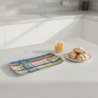 Assiette ovale en mélamine bleue pour la maison, réutilisable, vente en gros, compatible lave-vaisselle