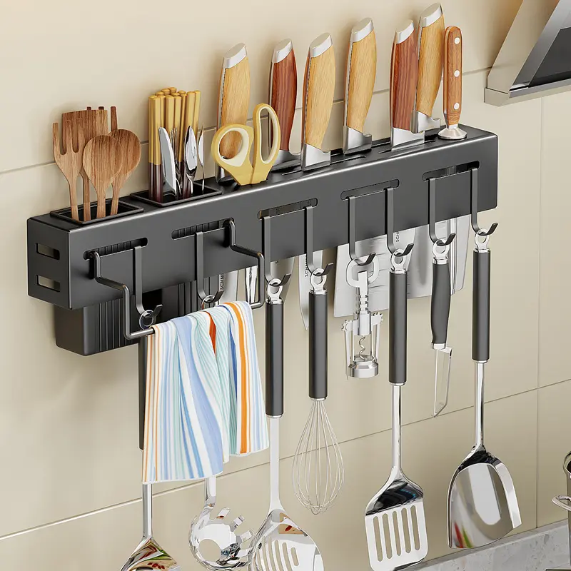 Wholesale wall mounted kitchen knife rack organizer cooking tools rack shelf Chopsticks/Spoon storage holders kitchen racks