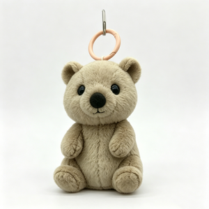 Porte-clés en peluche quokka beige personnalisé, mini porte-clés en peluche quokka assis, adorable porte-clés en peluche quokka, cadeau - Product Image 1