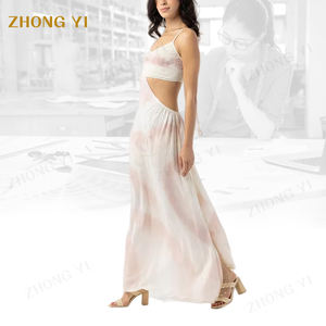 Ropa de marca fabricante personalizado mujer verano corpiño algodón sin tirantes espalda descubierta vendaje Sexy estampado Floral Casual vestidos largos - Product Image 2