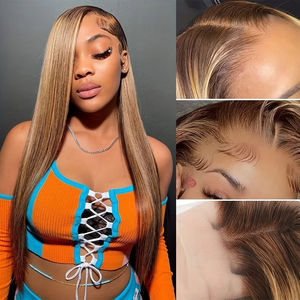 Perruque blonde méchée 13x4 HD Lace Front en cheveux humains vierges à 180 % de densité, avec mèches mélangées, pour femmes noires - Product Image 3