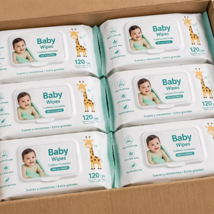 Lingettes pour bébé 120 lingettes en tissu non tissé hypoallergénique à l'eau pure pour peaux sensibles, parfum personnalisé - Product Image 1
