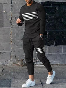 Conjunto de Duas Peças Masculino Vintage Esportivo Casual de Primavera e Outono, Pulôver de Manga Longa com Estampa de Leopardo, 100% Nylon 231 - Product Image 4