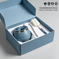 Ensemble de gourde à maté moderne avec trou fixe pour paille, tasse à maté en acier inoxydable de 200 ml avec couvercle anti-ouverture et paille bombilla
