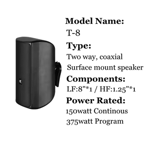 Public 8 Inch Hot Professional Audio Waterproof All Weather Outdoor Wall Mounting <b>Mini</b> <b>Speakers</b> T-8 Public Address System T-8 - Product Image 3