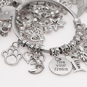 Cuentas de aleación con agujero grande, dijes de color plata antigua, cuentas espaciadoras vintage para la fabricación de joyas DIY, pulseras y collares - Product Image 2