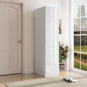 Witte hoge smalle keukenkast met laden, deur en rekken, diepe opbergkast - Product Image 2