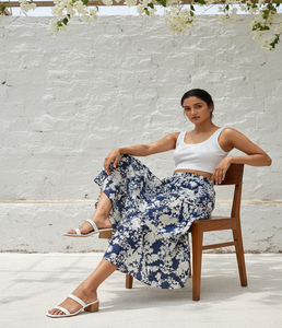 Jupe longue décontractée d'été pour femmes, taille haute, tissu doux et léger, design évasé, tenue de plage, de voyage et de villégiature - Product Image 4