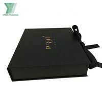 Coffret en papier mat noir, logo personnalisé imprimé, pour bikini, maillot de bain, sous-vêtements, lingerie, boîte-cadeau avec ruban