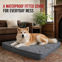 Matelas orthopédique pour chien avec housse imperméable ajustée pour les accidents quotidiens des animaux et un entretien facile