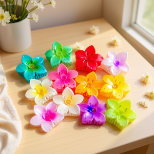 Fermaglio per capelli a forma di fiore a cinque petali, monocolore, 7,5 cm, per donne e ragazze, accessori per capelli - Product Image 2