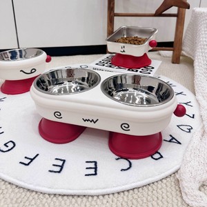 Niedliche Cartoon-Hunde- und Katzen-Futter- und Wassernäpfe aus Edelstahl, Doppel-Futterschüssel mit Rutschfester Basis für Welpen und Kätzchen - Product Image 2
