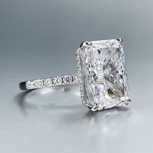 925 <span class=keywords><strong>bague</strong></span> de fiançailles en argent Sterling luxe 9*13mm Rectangle grande <span class=keywords><strong>bague</strong></span> en <span class=keywords><strong>diamant</strong></span> pour femmes bijoux femmes anneaux mariage bijoux fins - Product Image 2