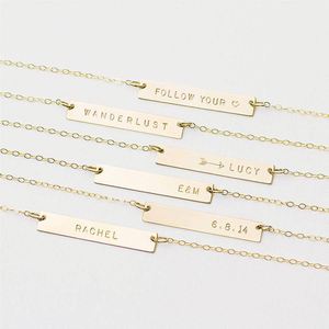 Custom Personalized Bar Necklaces for Men Women Gift Jewelry Stainless Steel 18K Engraved Plate <b>Silver</b> Necklace to Engrave - Product Image 3