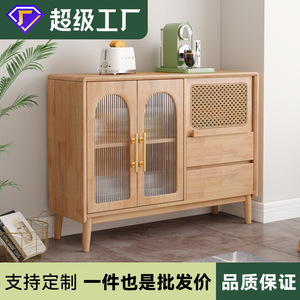 Rattan Solid Wood <b>Sideboard</b> 900mm+ Storage Cabinet For Living Room <b>Kitchen</b> - Product Image 5