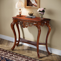 Table console rétro de luxe en bois sculpté chinois brun noyer de style moderne du milieu du siècle, nouvelle collection 2024, pour entrée, salon, maison