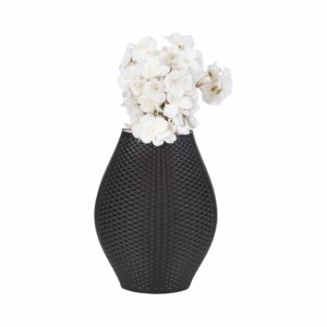 Vaso in porcellana stampato in 3D con design nero testurizzato per la decorazione del soggiorno - Product Image 2
