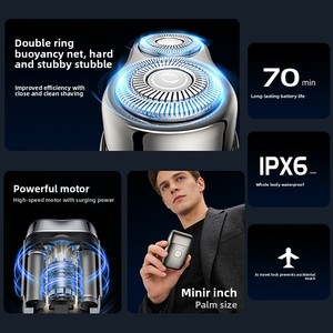 เครื่องโกนหนวดไฟฟ้าขนาดเล็กสำหรับผู้ชาย แบบพกพา กะทัดรัด ใบมีดหมุน กันน้ำ ชาร์จเร็วด้วย USB-C ใช้งานได้นาน 70 นาที พร้อมระบบล็อคสำหรับการเดินทาง - Product Image 2
