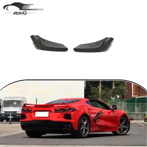 For Chevrolet Corvette Stingray C8 Real Carbon Rear Bumper Splitter Canards Fins 2020 2021