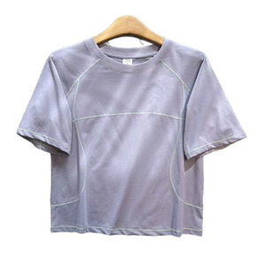 เสื้อยืดคอกลมสำหรับผู้หญิง ระบายอากาศได้ดี สีสันตัดกัน เหมาะสำหรับปั่นจักรยาน วิ่ง สีฟ้าซีซอลท์ สีเขียวมอร์เซน สีม่วงทาร์โอ - Product Image 5