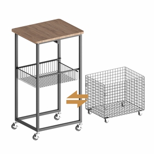 Chariot de cuisine stable en <span class=keywords><strong>bois</strong></span> Joyings avec cadre métallique, paniers en fil de fer <span class=keywords><strong>et</strong></span> étagère de rangement pour légumes <span class=keywords><strong>et</strong></span> fruits - Product Image 5