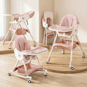 Chaise haute bébé réglable en hauteur, pliable, plateau amovible, harnais de sécurité, pour la maison et les voyages, en plastique durable, très vendue - Product Image 1