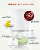 Mini hachoir USB 120W, capacité 600/1000ml, robot culinaire portable sans fil