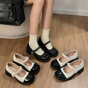 Scarpe da Donna Eleganti 2025 - <span class=keywords><strong>Mary</strong></span> <span class=keywords><strong>Jane</strong></span> Casual con Tacco Largo in Tweed Bianco e Nero e Dettagli in Pelle Verniciata - Product Image 1