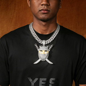 Collier pendentif Ninja personnalisé de luxe, style Hip Hop, avec <span class=keywords><strong>épée</strong></span> amovible, serti de gros zircons cubiques et émail, pour hommes - Product Image 4