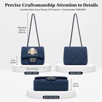 Sac bandoulière matelassé en jean avec sangle chaîne robuste et poche, idéal pour le quotidien, personnalisable ODM OEM